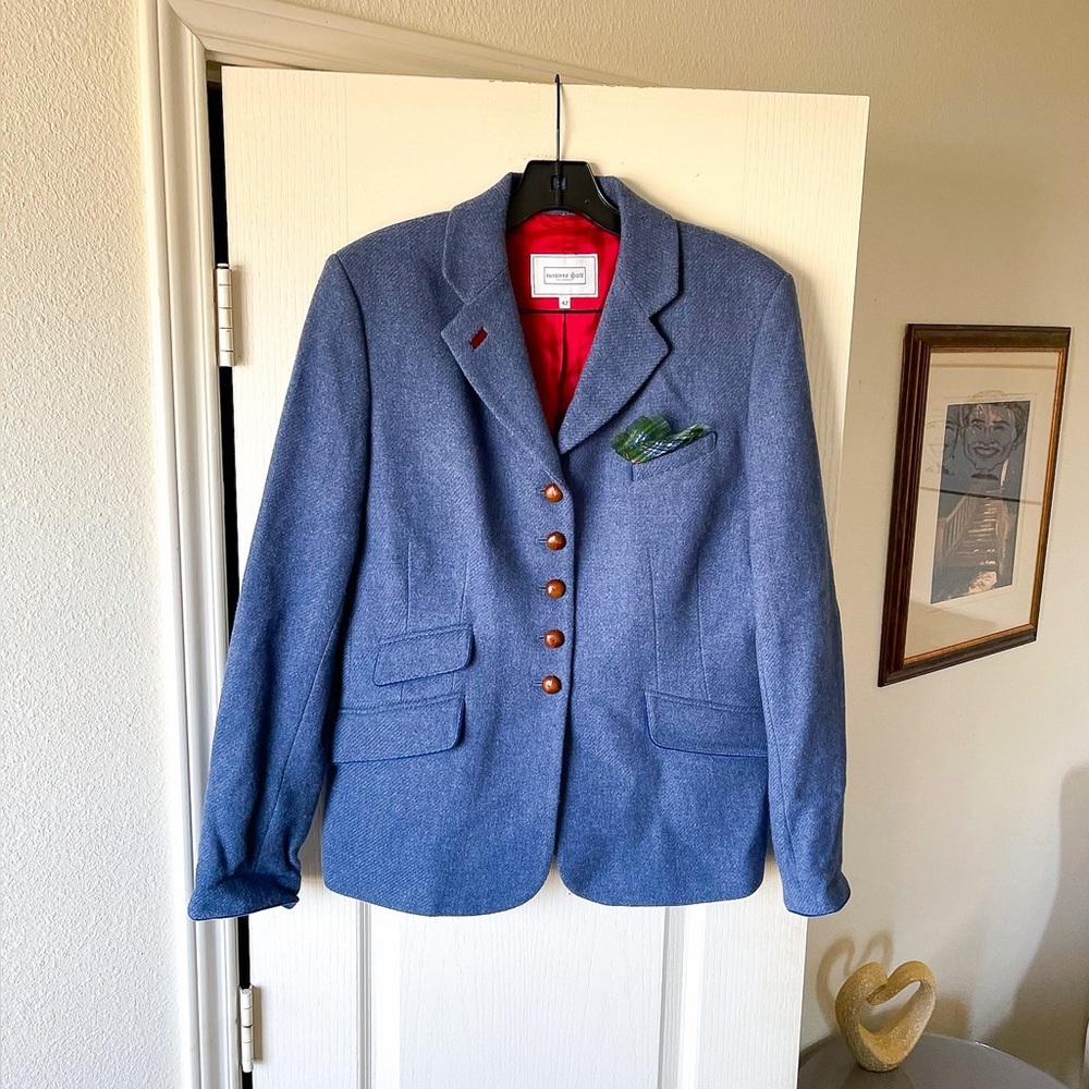 Susanne Spatt Lambswool Blazer Jacket Tailored Blue 42 EUC